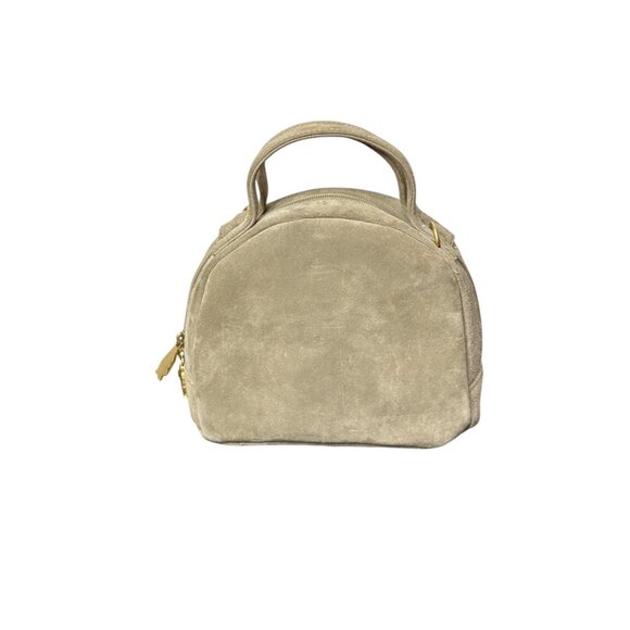 Vintage beige suede purse with basset hound zipper pulls - Picture 2 of 10